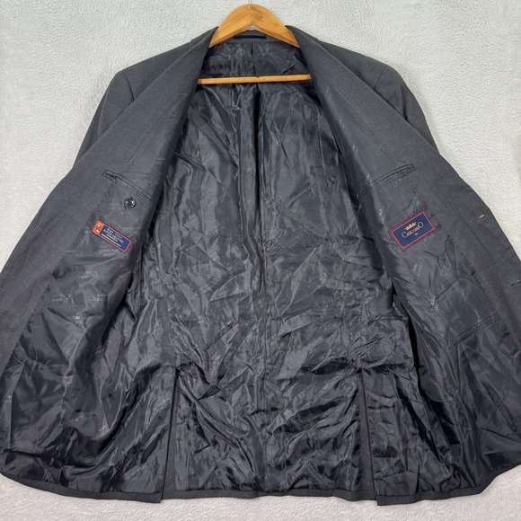 Carlo Lusso Blazer Jacket Mens 40R Dark Gray Long Sleeve Single Breasted Formal - Picture 4 of 12